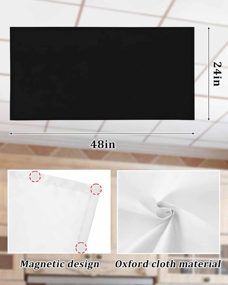 Futuregrace Magnetic Light Cover for Classroom Drop Ceiling,2 Pack 4x2 Ft Fluorescent Light Covers for Office Home Ceiling Light Pure Black Solid Color Lampshade - Image 3